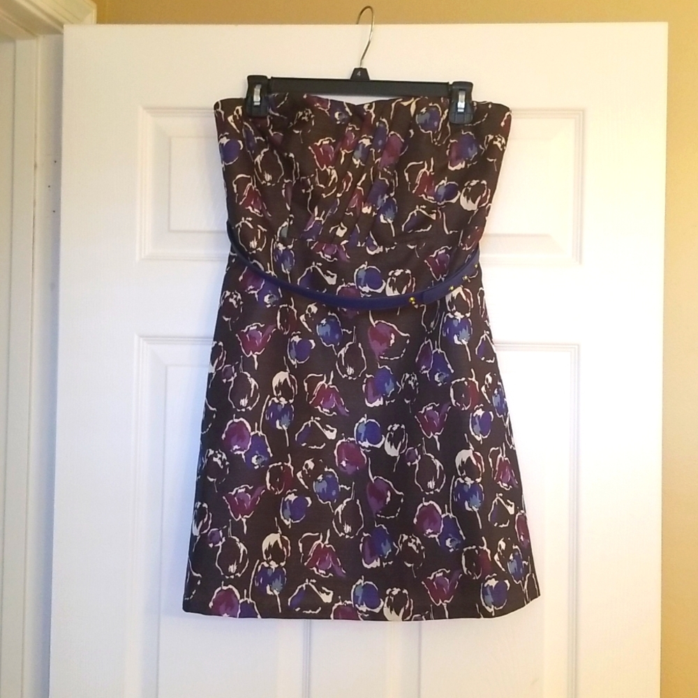 American Eagle strapless dress floral with removable belt size 4